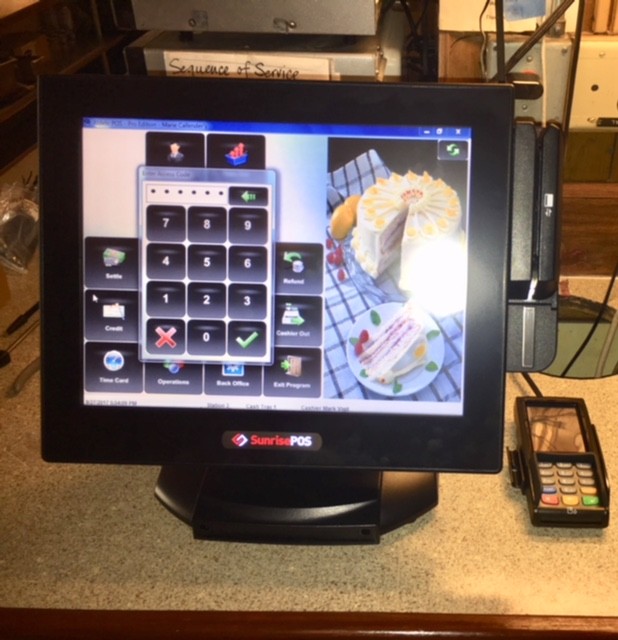 SunrisePOS Pioneer Solution hardware image installation Aldelo Marie Callender’s® Restaurant & Bakery #41